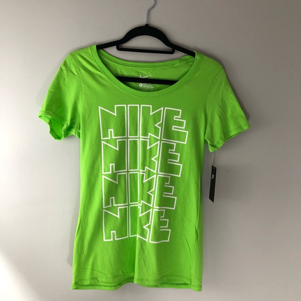 Nike lime green t-shirt with white logo